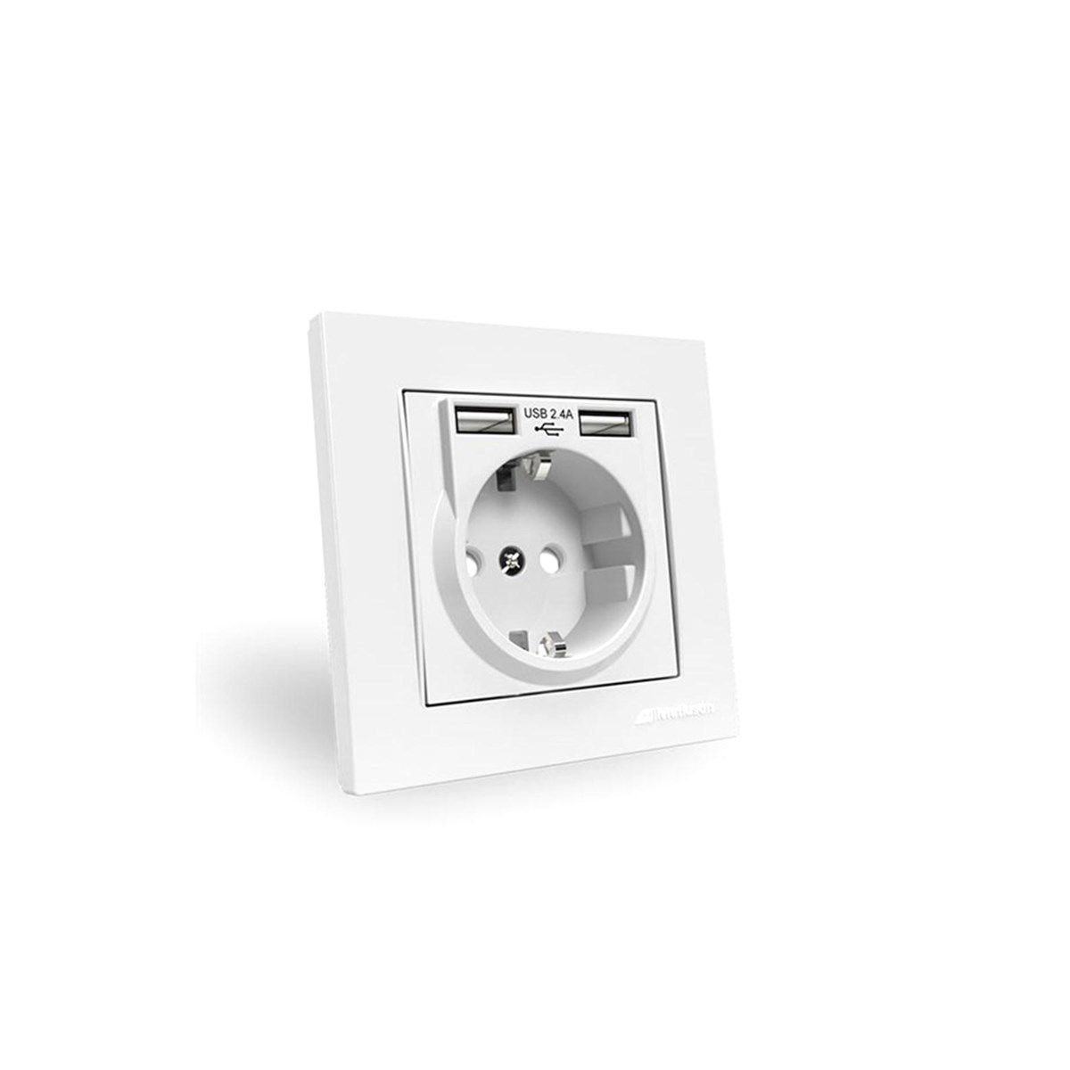 Mutlusan Rita 2'li Usb Çıkışlı Topraklı Priz Beyaz (Çerçeveli)