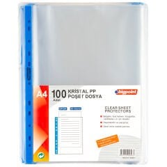 Poşet Dosya Mavi Şeritli Kristal 90 Mikron 100'lü Paket