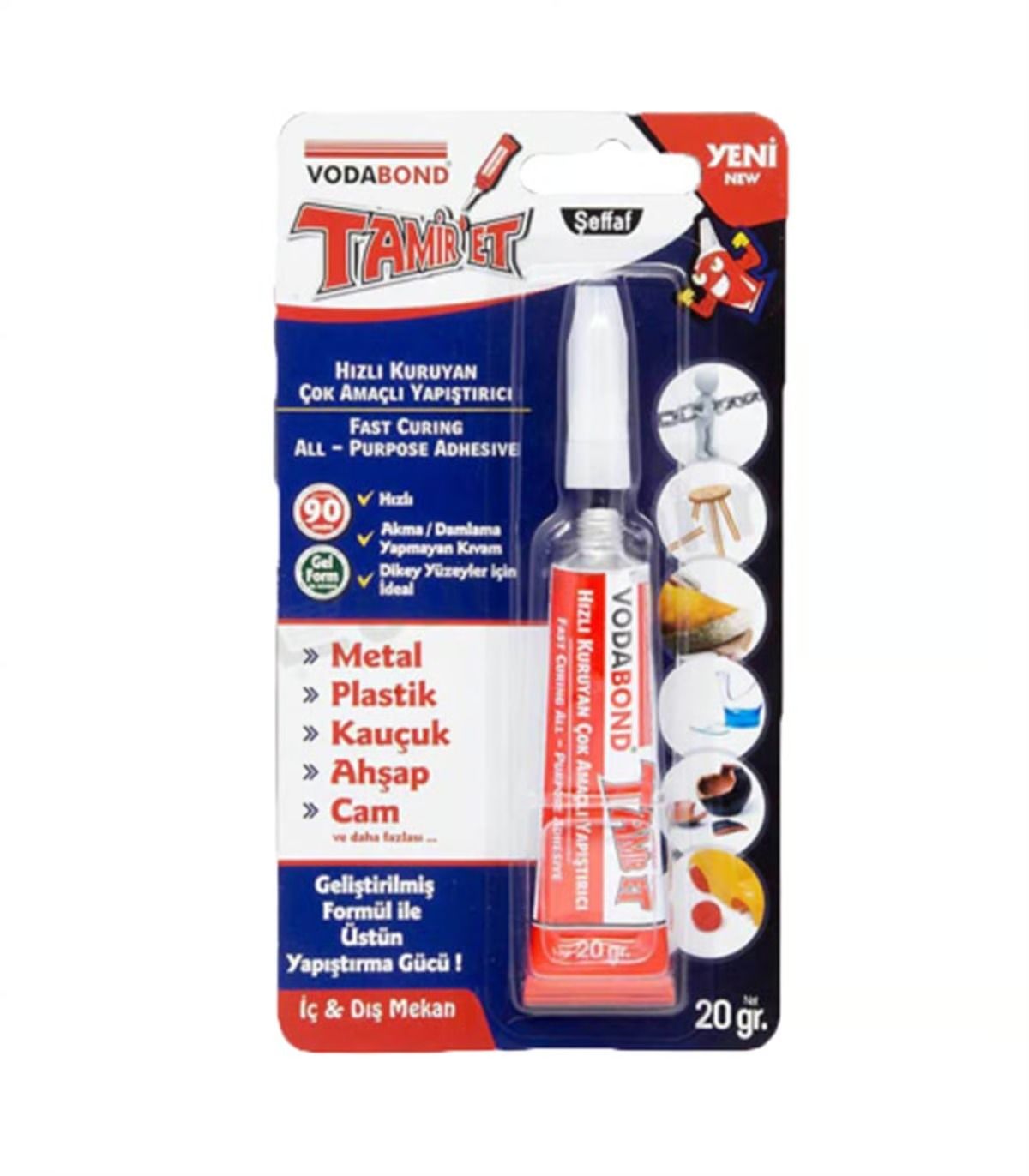 Vodabond Tamir Et Hızlı Kuruyan Çok Amaçlı Yapıştırıcı Jel 20 Gr Şeffaf