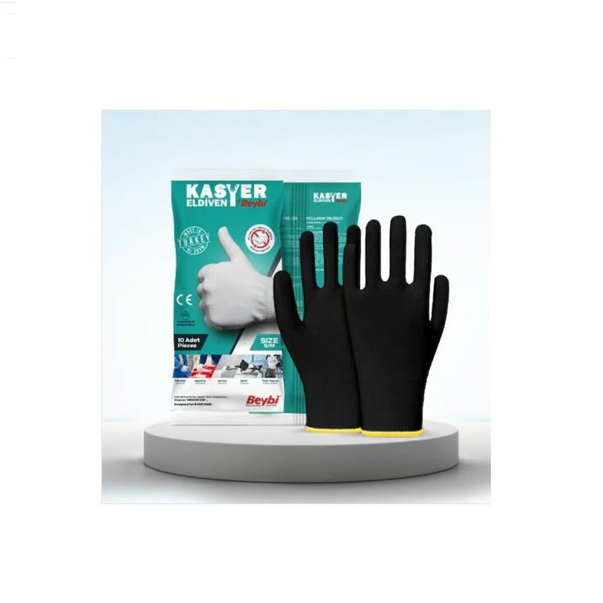 Beybi Yıkanabilir Kasiyer Eldiveni Siyah 10'lu