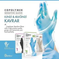 Reflex Slim Fit Pudrasız Eldiven Mavi L-Xl Beden Yeni Nesil Teknoloji 100'lü Paket