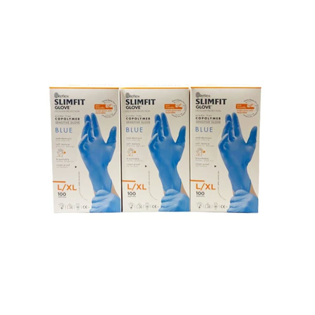 Reflex Slim Fit Pudrasız Eldiven Mavi L-Xl Beden Yeni Nesil Teknoloji 100'lü Paket