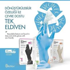 Reflex Slim Fit Pudrasız Eldiven Mavi S Beden Yeni Nesil Teknoloji 100'lü Paket