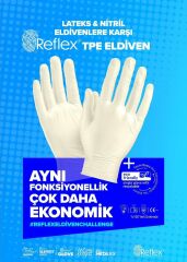 Reflex Slim Fit Pudrasız Eldiven Krem M Beden Yeni Nesil Teknoloji 100'lü Paket