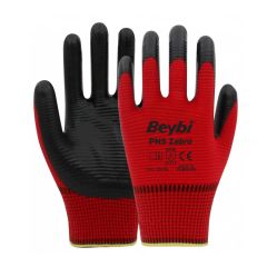 Beybi PN5 Kırmızı-siyah Zebra Nitril İş Eldiveni
