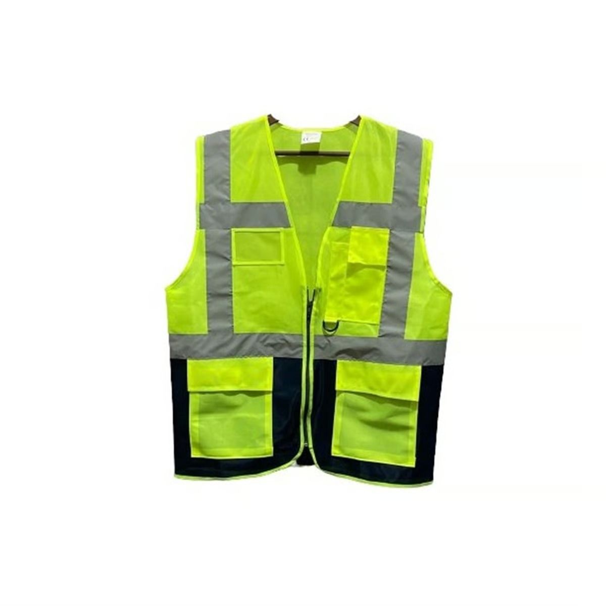 İkaz Yeleği Mühendis Tipi Çift Renk Sarı-Lacivert