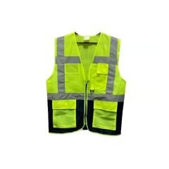 İkaz Yeleği Mühendis Tipi Çift Renk Sarı-Lacivert